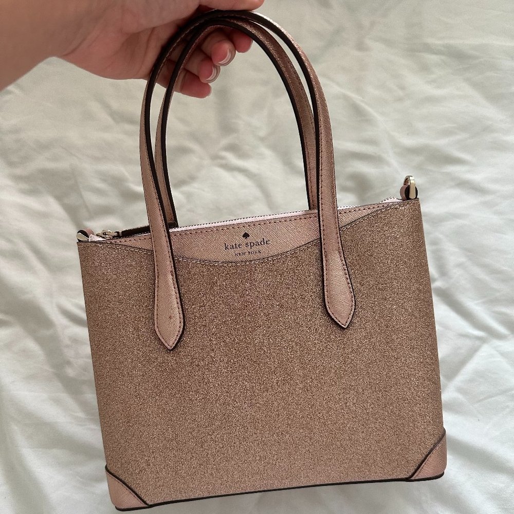 Kate spade tinsel satchel purse in rose gold